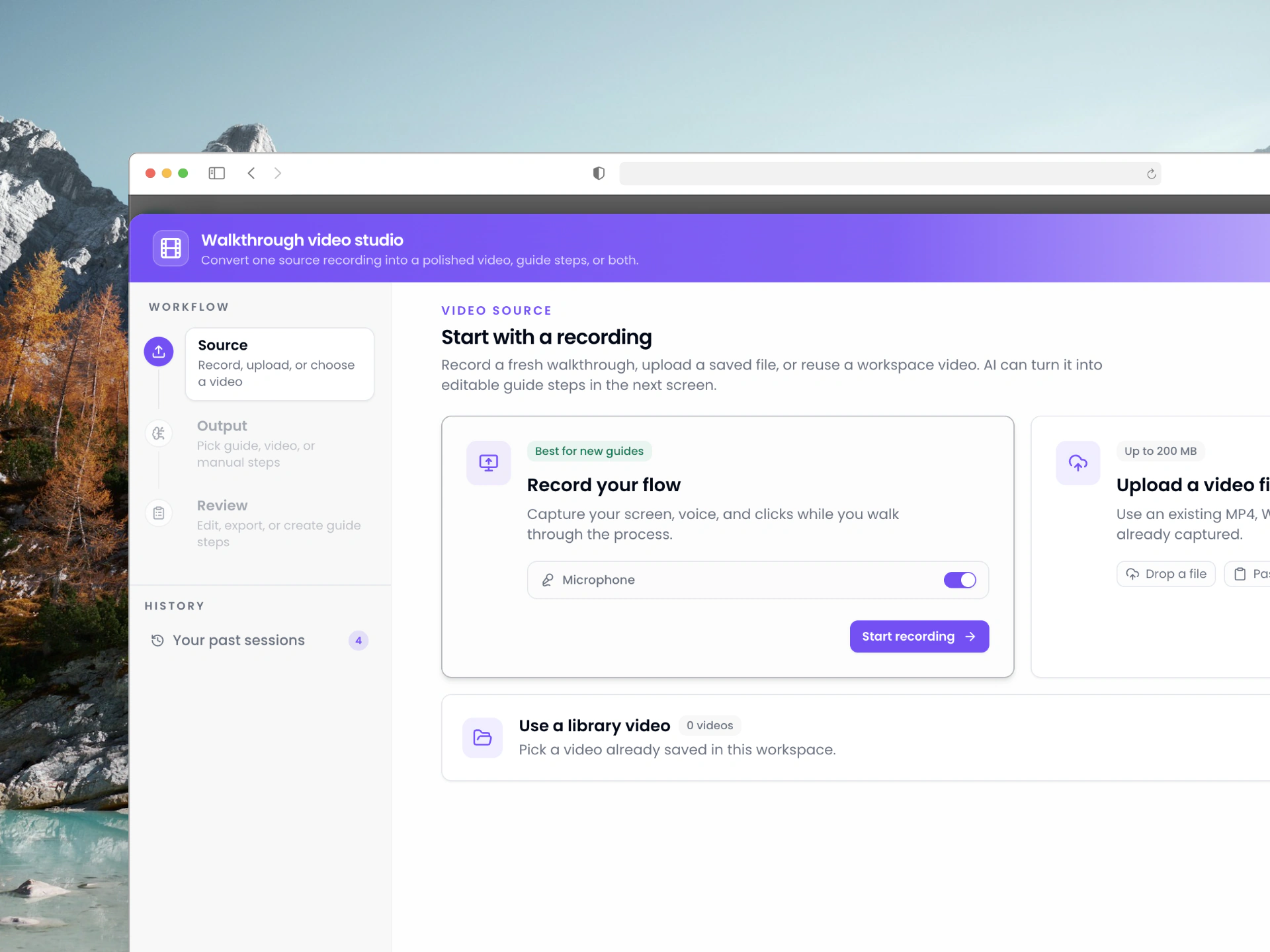 Capturing a workflow in stpwise